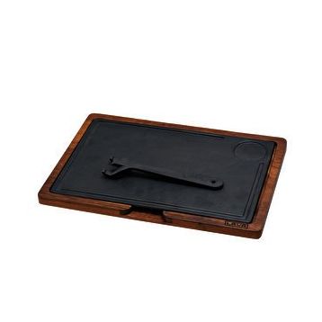 Lava Döküm Ahşap ve Döküm Demir Hot Plate Ölçü 22x33 cm Siyah Servis Tahtası
