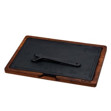 Lava Döküm Ahşap ve Döküm Demir Hot Plate Ölçü 22x33 cm Siyah Servis Tahtası