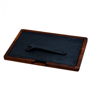 Lava Döküm Ahşap ve Döküm Demir Hot Plate Ölçü 22x33 cm Siyah Servis Tahtası