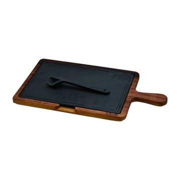 Lava Döküm Ahşap ve Döküm Demir Hot Plate Ölçü 22x33 cm Siyah Servis Tahtası