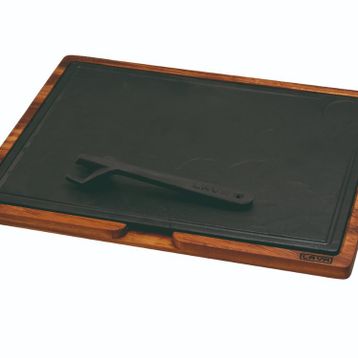 Lava Döküm Ahşap ve Döküm Demir Hot Plate Ölçü 30x40 cm Siyah Servis Tahtası