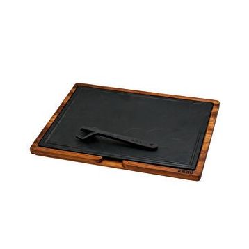 Lava Döküm Ahşap ve Döküm Demir Hot Plate Ölçü 30x40 cm Siyah Servis Tahtası