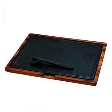 Lava Döküm Ahşap ve Döküm Demir Hot Plate Ölçü 30x40 cm Siyah Servis Tahtası
