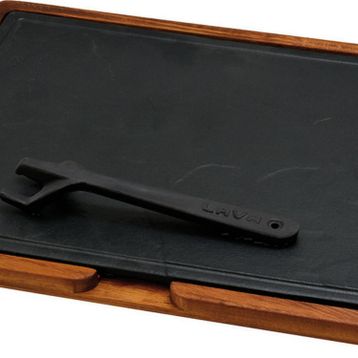 Lava Döküm Ahşap ve Döküm Demir Hot Plate Ölçü 30x40 cm Siyah Servis Tahtası