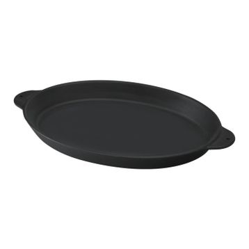 Lava Döküm Demir Yekpare Çift Kulplu 18x24 cm Siyah Döküm Oval Fajita Tabağı