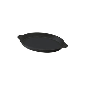 Lava Döküm Demir Yekpare Çift Kulplu 18x24 cm Siyah Döküm Oval Fajita Tabağı