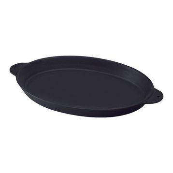 Lava Döküm Demir Yekpare Çift Kulplu 18x24 cm Siyah Döküm Oval Fajita Tabağı