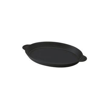 Lava Döküm Demir Yekpare Çift Kulplu 18x24 cm Siyah Döküm Oval Fajita Tabağı