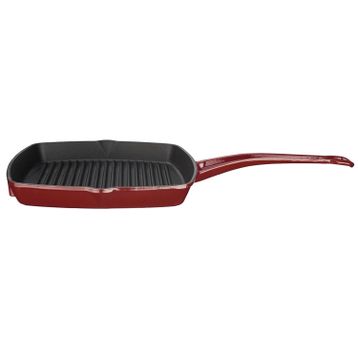 Lava Döküm Demir Yekpare Saplı Ölçü 26x26 CM Kare Bordo Izgara Tava