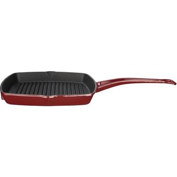 Lava Döküm Demir Yekpare Saplı Ölçü 26x26 CM Kare Bordo Izgara Tava