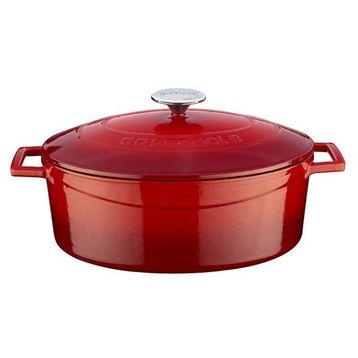 Lava Kırmızı 23x29 cm Döküm Oval Folk Seri Tencere