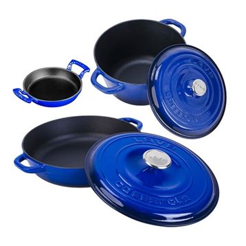 Lava LV S NHR 3X SET B 3X New Heritage Serisi Mavi Döküm Demir Tencere Tava Seti