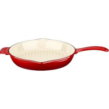 Lava Metal Saplı 28 cm Kırmızı İç Krem Döküm Yuvarlak Izgara Tava