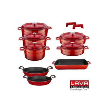 Lava Payidar Trendy 8 Parça Kırmızı Döküm Tencere Seti