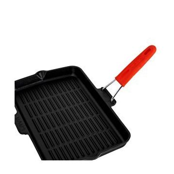 Lava Silikon Tel Saplı Ölçü 21x36 cm Kırmızı Döküm Dikdörtgen Sığ Izgara Tavası