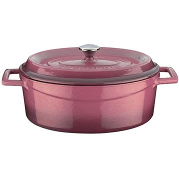 Lava Trendy Kapak Ölçü 23x29 cm Pembe Döküm Oval Tencere