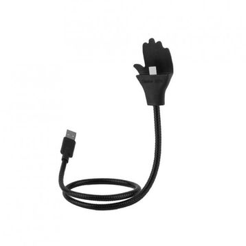 Lazy Bracket Metal Siyah Telefon Tutucu Micro USB Kablo