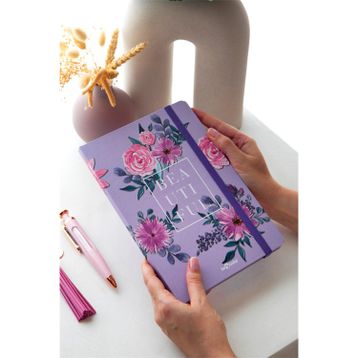 Le Color 17 x 24 cm Kareli Mor Çiçekli Defter
