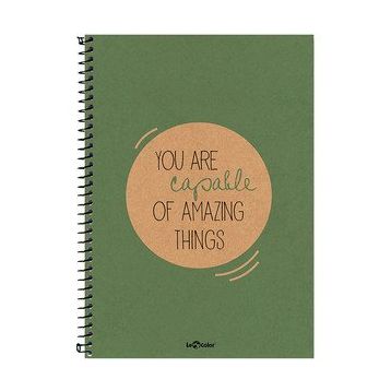 Le Color 2015075/3 Yeşil Eco Kraft Spiralli 17x24 Düz Defter