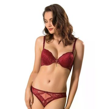 Le Jardin 5040 Cybele Bra Silikonlu Bordo Taşlı Sütyen Takım