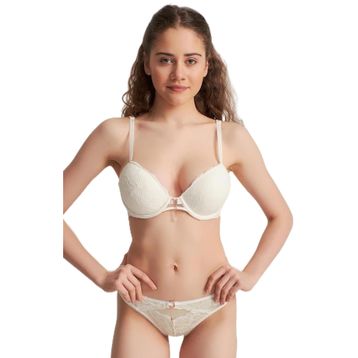 Le Jardin 5040 Cybele Bra Silikonlu Ekru Taşlı Sütyen Takım