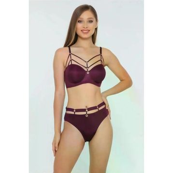 Le Jardin Lingerie 5045 Kadın Mürdüm Balenli Desteksiz Basic Cup Sütyen Takım