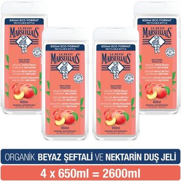 Le Petit Marseillais Beyaz Şeftali ve Nektarin 4x650 ml Duş Jeli