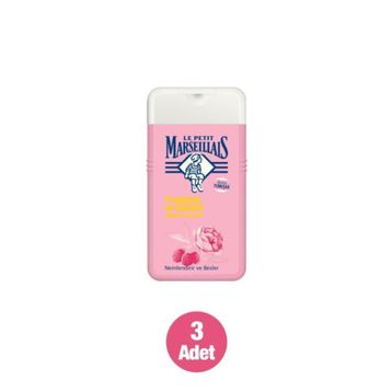 Le Petit Marseillais Frambuaz ve Şakayık 3x250 ml Duş Jeli