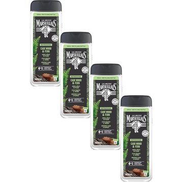 Le Petit Marseillais Men 4x400 ml Ardıç Ağacı ve Füjer Duş Jeli + Lif