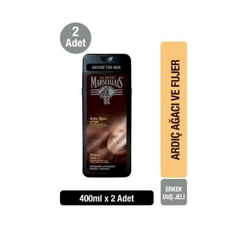 Le Petit Marseillais Men Ardıç Ağacı Aromalı Ferahlatıcı Tüm Ciltler İçin 2 x 400 ml Kalıcı Kokulu Duş Jeli