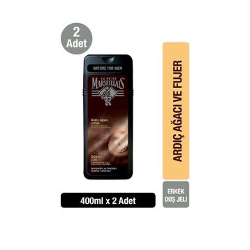 Le Petit Marseillais Men Ardıç Ağacı Aromalı Ferahlatıcı Tüm Ciltler İçin 2 x 400 ml Kalıcı Kokulu Duş Jeli
