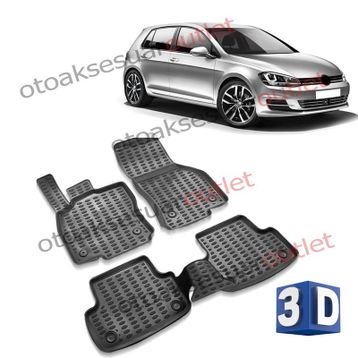 Leader Volkswagen Golf 7 Siyah 3D 2013 Sonrası Havuzlu Oto Paspas