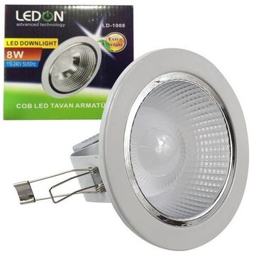Ledon LD-1008 8W Beyaz Mercekli Downlight Cob Led Spot Lamba