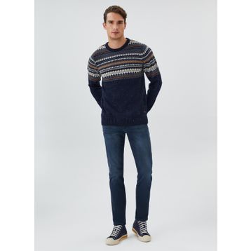 Lee Cooper 231 LCM 241003 O Yaka Jakarlı Lacivert Erkek Kazak