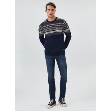 Lee Cooper 231 LCM 241003 O Yaka Jakarlı Lacivert Erkek Kazak