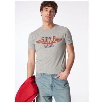 Lee Cooper 232 LCM 242046 Gri Melanj Sertiw Bisiklet Yaka Erkek T-shirt