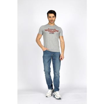Lee Cooper 232 LCM 242046 Gri Melanj Sertiw Bisiklet Yaka Erkek T-shirt