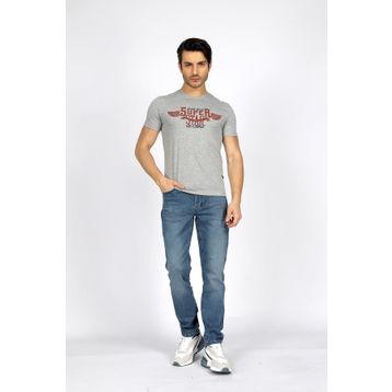 Lee Cooper 232 LCM 242046 Gri Melanj Sertiw Bisiklet Yaka Erkek T-shirt
