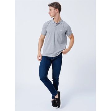 Lee Cooper Big Twins Gri Melanj Polo Yaka Erkek T-shirt