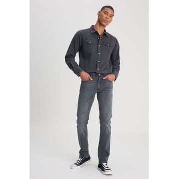 Lee L72A008E47 Extreme Motion Koyu Gri Slim Tapered Erkek Jean Pantolon