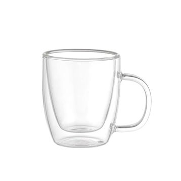 Leggno Vetro Borosilikat 310 ml Çift Camlı Kulplu Bardak
