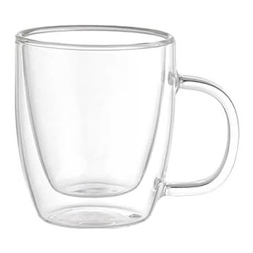 Leggno Vetro Borosilikat 310 ml Çift Camlı Kulplu Bardak