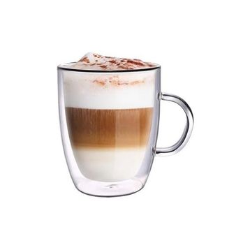 Leggno Vetro Borosilikat 400 ml Çift Camlı Kulplu Bardak