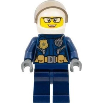 Lego CTY1363 Police City Motorcyclist Female Leather Jacket With Gold Badge and Utility Belt White Helmet Mini Figür