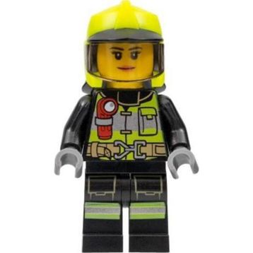 Lego CTY1371 Fire Female Reflective Stripes With Utility Belt and Flashlight Mini Figür
