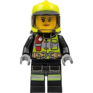 Lego CTY1371 Fire Female Reflective Stripes With Utility Belt and Flashlight Mini Figür