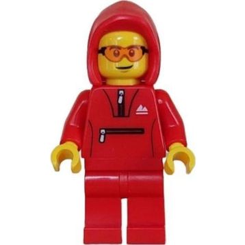 Lego CTY1627 Mountain Bike Cyclist Male Red Tracksuit Hoodie Safety Glasses Mini Figür