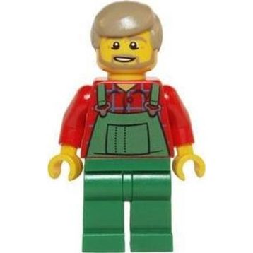 Lego HOL067 Minifigures Overalls Farmer Green Dark Tan Hair and Beard Mini Figür