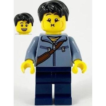 Lego HOL226 Man Sand Blue Jacket And Reddish Brown Satchel Mini Figür