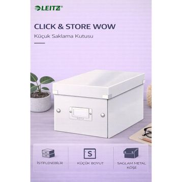 Leitz 60430001 Click Store Wow Metalik Beyaz Küçük Saklama Kutusu